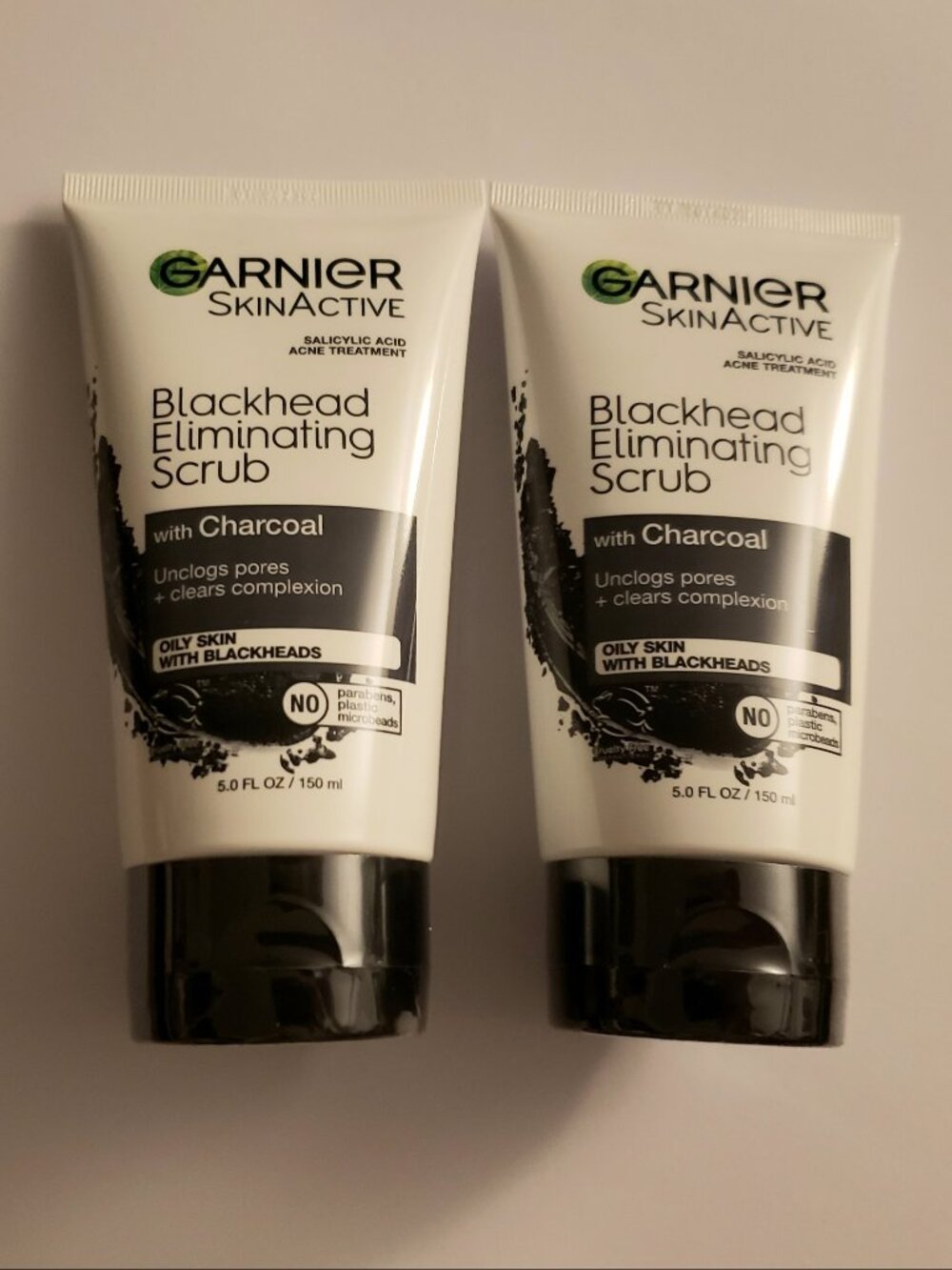 2-Pack Garnier SkinActive Blackhead Eliminating Scrub with Charcoal New Sealed